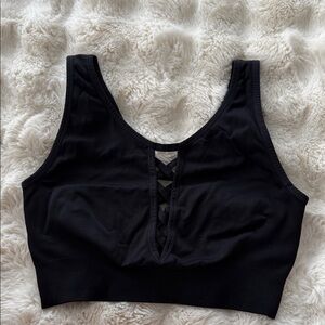 Nanette Lepore Black Sports Bra / Bralette – Lace-Up Front, Size L